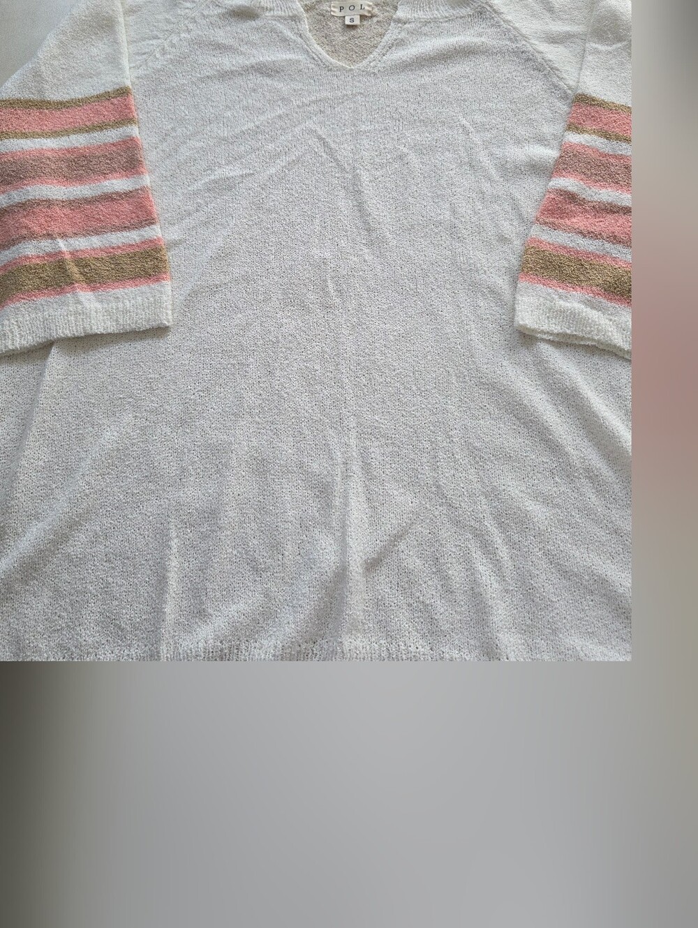 POL NWOT MISSES SZ S Cream Knit Short-Sleeve sweater